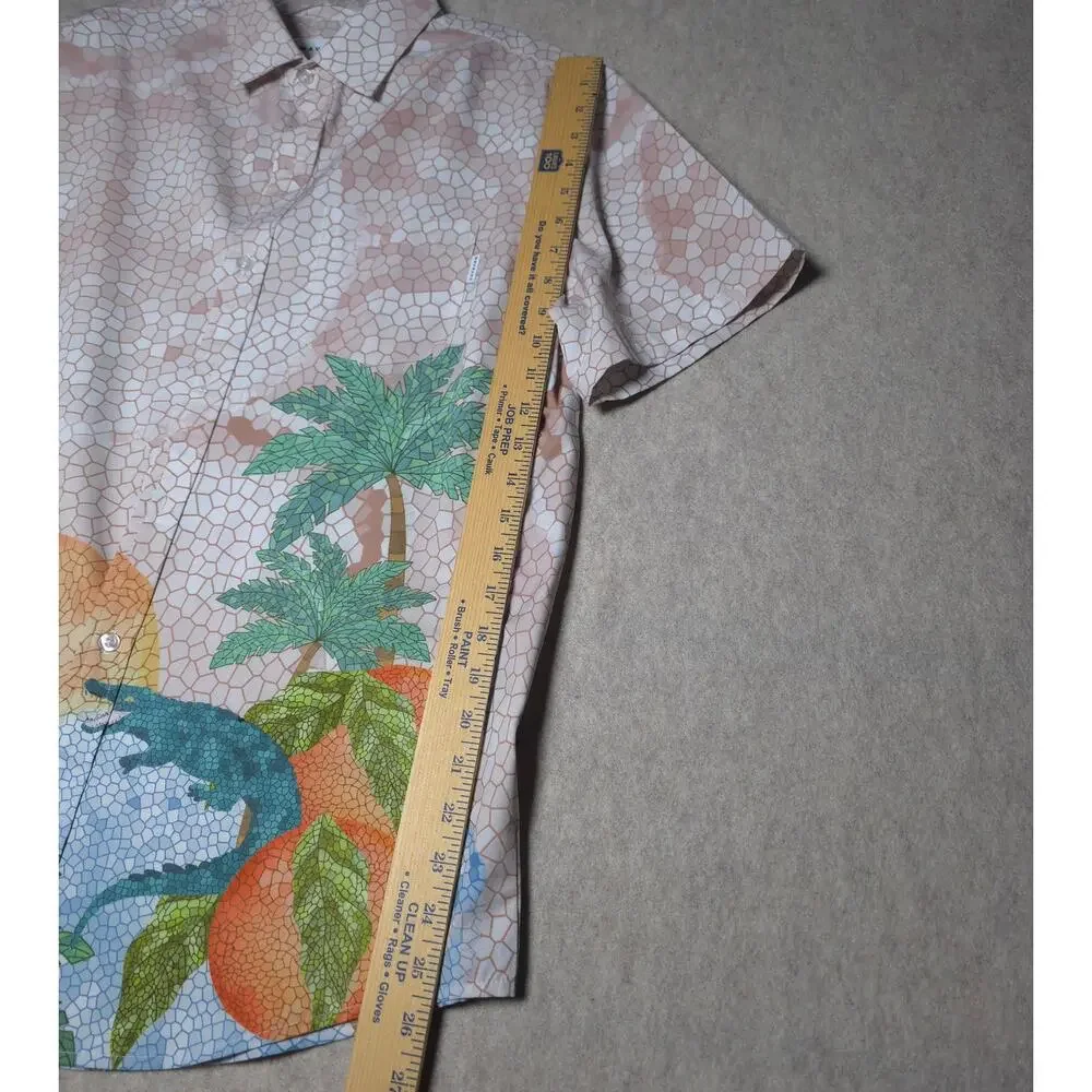 MAVRANS Mosaic Flamingo & Alligator Cabana Set | Shirt & Swim Trunks (Large)